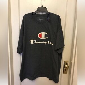 Champions T Shirt Mens Logo Shorts Sleeve Graphic Tee size 2X Black NWT.